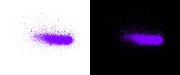 Purple spray paint texture on white and black backgrounds, vibrant graffiti splatter effect, neon violet aerosol mist for urban design and street art © Stocker BD