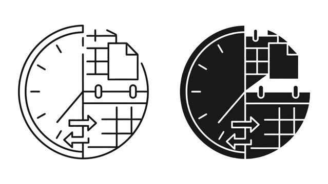 Time management and project schedule optimization icon set with management