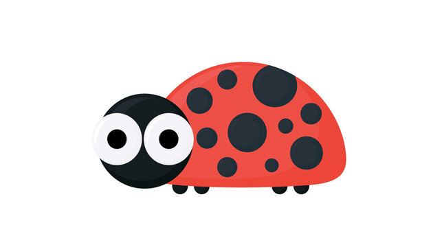 Cute cartoon ladybug with big eyes and red spotted shell