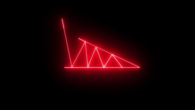 Red neon financial chart declining graph animation for stock market analysis and economic crisis concept