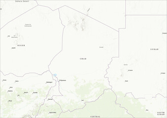 Obraz premium Detailed Geographical Map of Chad with Legend