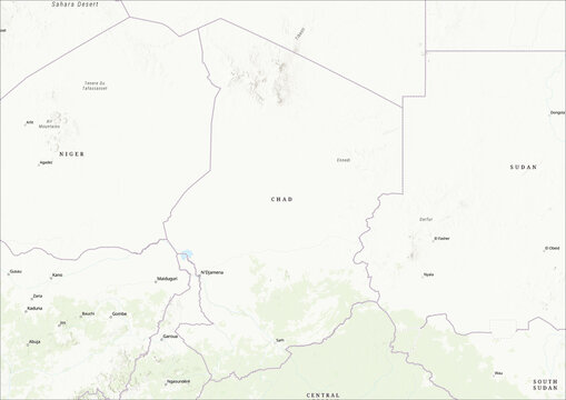 Detailed Geographical Map of Chad with Legend