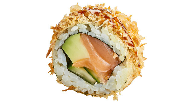 Crispy fried sushi roll with salmon and avocado