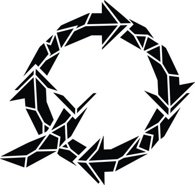 Geometric Polygon Letter Q Abstract Black Low Poly Alphabet Vector Design