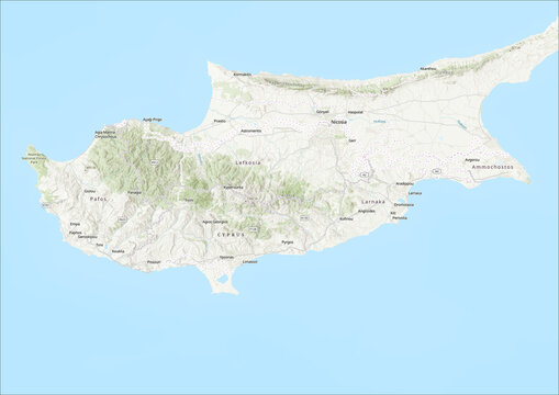 Detailed Geographical Map of Cyprus with Legend