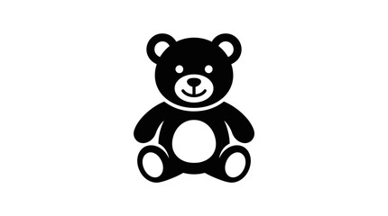 Simple black silhouette illustration of a cute teddy bear sitting upright with a friendly face. © Yusuf
