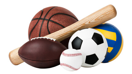 Collection of sports balls and baseball bat © Lena