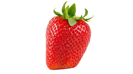 Single ripe red strawberry with green leaves © Lena