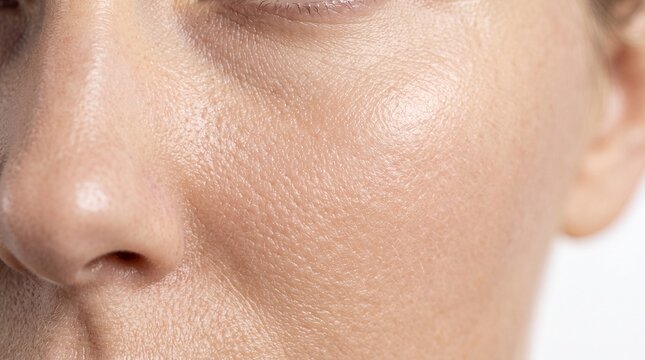 Smooth hydrated skin close up of woman face healthy complexion natural texture minimal makeup glowing appearance skincare concept soft lighting beauty detail freshness