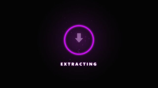 Extracting data animation with glowing purple circle and down arrow