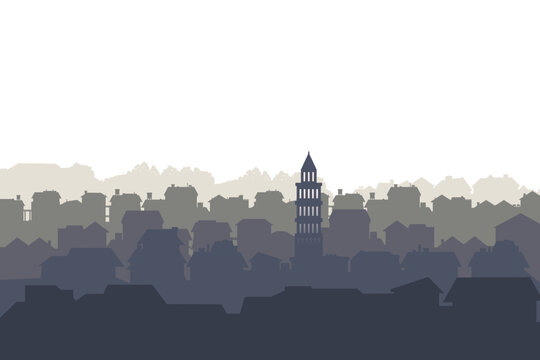 Croatia Skyline Silhouette. Historic tower and urban landscape vector background. Modern cityscape horizontal banner.