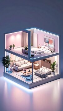 Modern apartment interior design model.