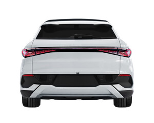 Obraz premium Electric car back view white colour on transparent background.