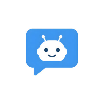 Minimal flat vector icon of an AI chatbot inside a speech bubble, editable vector.