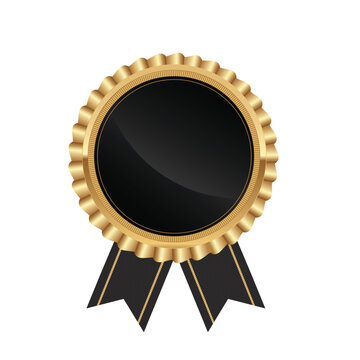 Premium Gold Black Award Badge Seal Vector. Quality Guarantee, Certification Label, Luxury Product Emblem