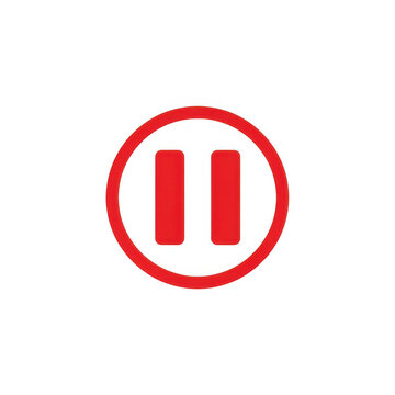 A red pause button icon on a white background is visible.