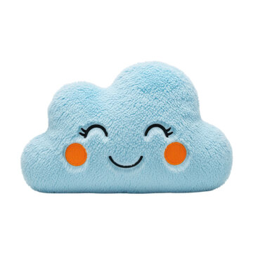 A smiling cloud with orange cheeks and closed eyes appears happy and relaxed.