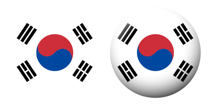 Vector illustration of South Korean flag set on transparent background