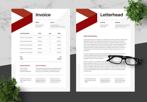 Red And White Invoice Letterhead