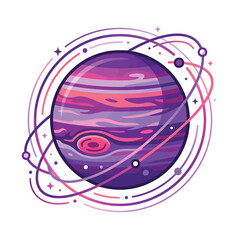Vibrant Purple Planet with Swirling Rings. © ya