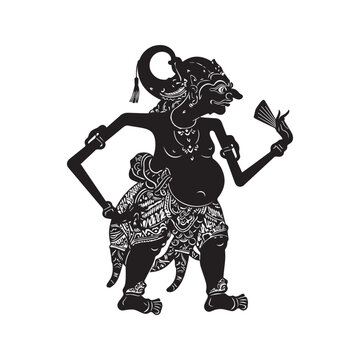 Javanese wayang kulit shadow puppet silhouette vector illustration
