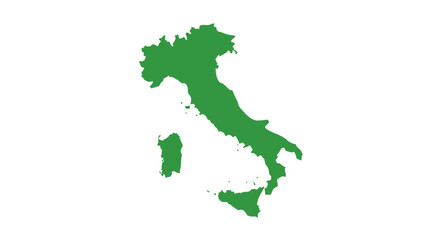 Fototapeta premium Green Silhouette Map of Italy Country Outline.