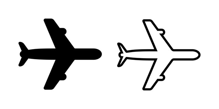 Airplane Silhouette Comparison Icons in Black Minimal Style