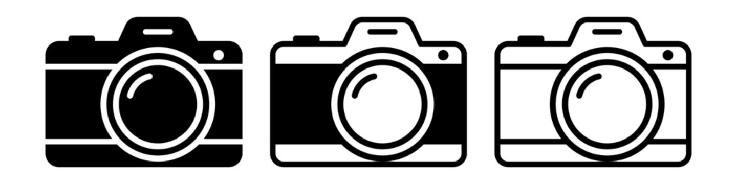 BaPhoto Camera Icons in Bold Black Vector and Outline Stylesic RGB