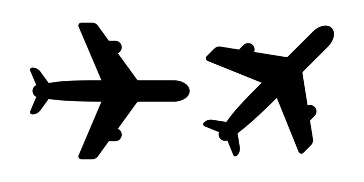 Airplane Silhouette Comparison Icons in Black Minimal Style