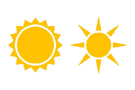 Yellow Sun Icons in Minimal Pixel Vector Style