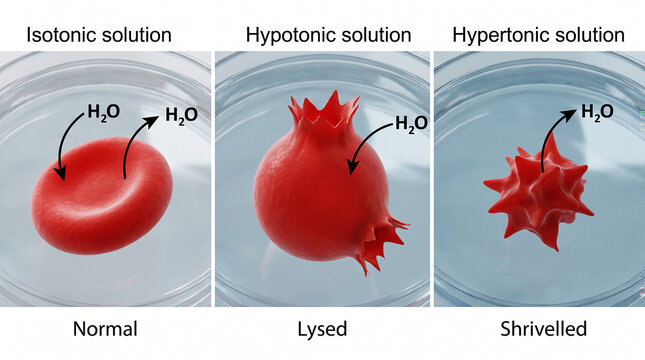 Osmosis Effect on Red Blood Cells: Isotonic, Hypotonic, and Hypertonic Solutions