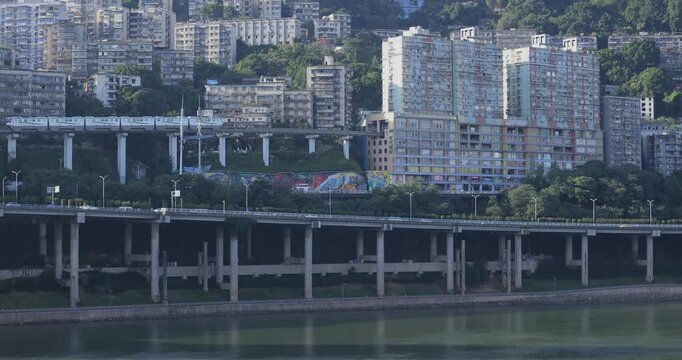 The rail transit Liziba station in Chongqing city, China