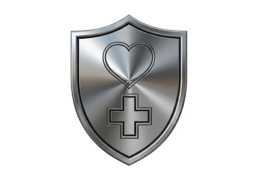 Medieval shield with cross emblem design isolated on transparent background