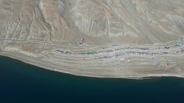 Aerial View of Pangong Lake and Himalayan Mountains, Ladakh, India