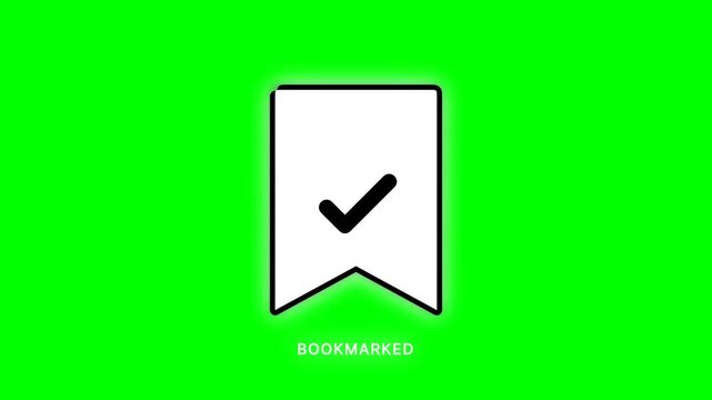 Green Screen Bookmark Icon Bounce Animation - Black Save Favorite Ribbon Motion Graphic Overlay