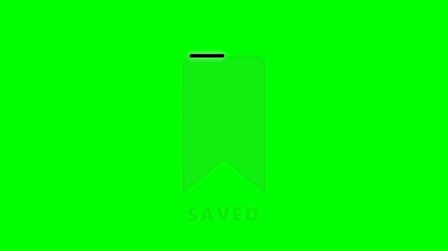 Green Screen Bookmark Icon Bounce Animation - Black Save Favorite Ribbon Motion Graphic Overlay