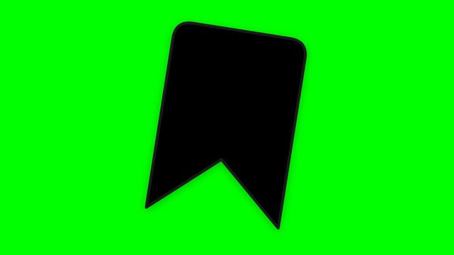 Green Screen Bookmark Icon Bounce Animation - Black Save Favorite Ribbon Motion Graphic Overlay