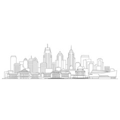 Obraz premium Abstract Minimalist Light Grey Skyscraper Skyline Line Art