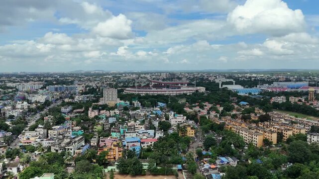 Aerial View of Bhubaneswar City Skyline, Odisha, India