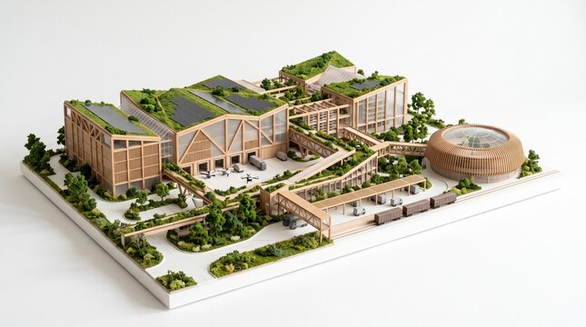 Isometric 3D Vector House on Road Hill and Rooftop in Urban Village Landscape with Trees Residential Buildings and Cityscape View