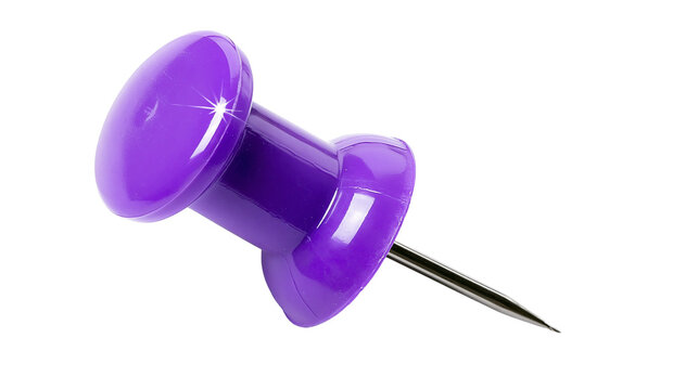 Purple plastic push pin with metal needle