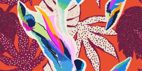 Energetic abstract botanical pattern. Dynamic bold print. Hand drawn unique template for design.  © MURRIRA