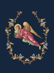 Obraz premium An angel. Decorative vintage floral illustration in Byzantine style