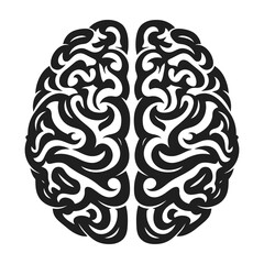 Fototapeta premium Human Brain Anatomical Silhouette Icon Isolated on White Background for Science