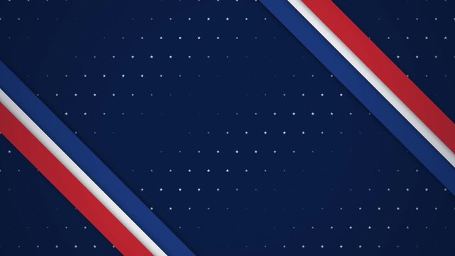 Patriotic Abstract Background. Features diagonal stripes in red, white, and blue with a dotted overlay. Perfect for American Independence Day, election broadcasts, and corporate presentations.