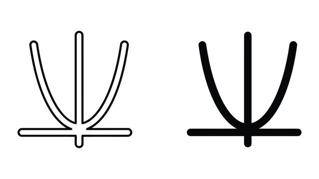 Abstract mathematical symbol for psi physics icon set with alphabet, equation