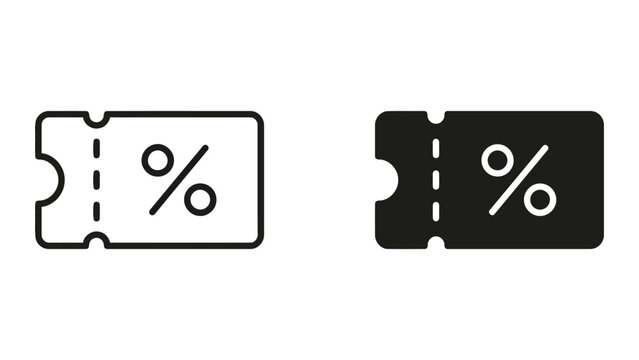 Discount coupon icon set with percentage symbol discount percentage shopping