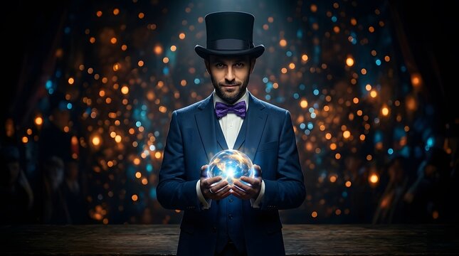 Mystical halloween fortune teller with crystal ball spooky season magic