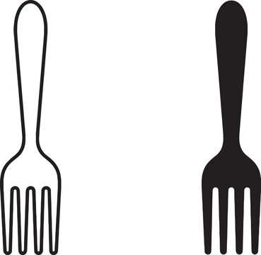 Art & Illustration, Professional linear and solid vector icon set featuring a single dinner fork.