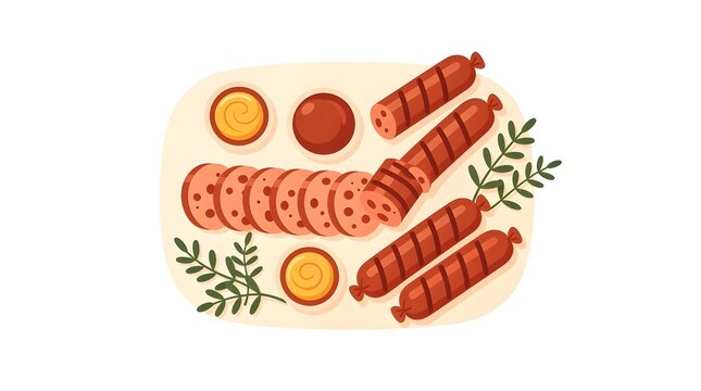 Sausage plate features savory snacks and mustard sides.